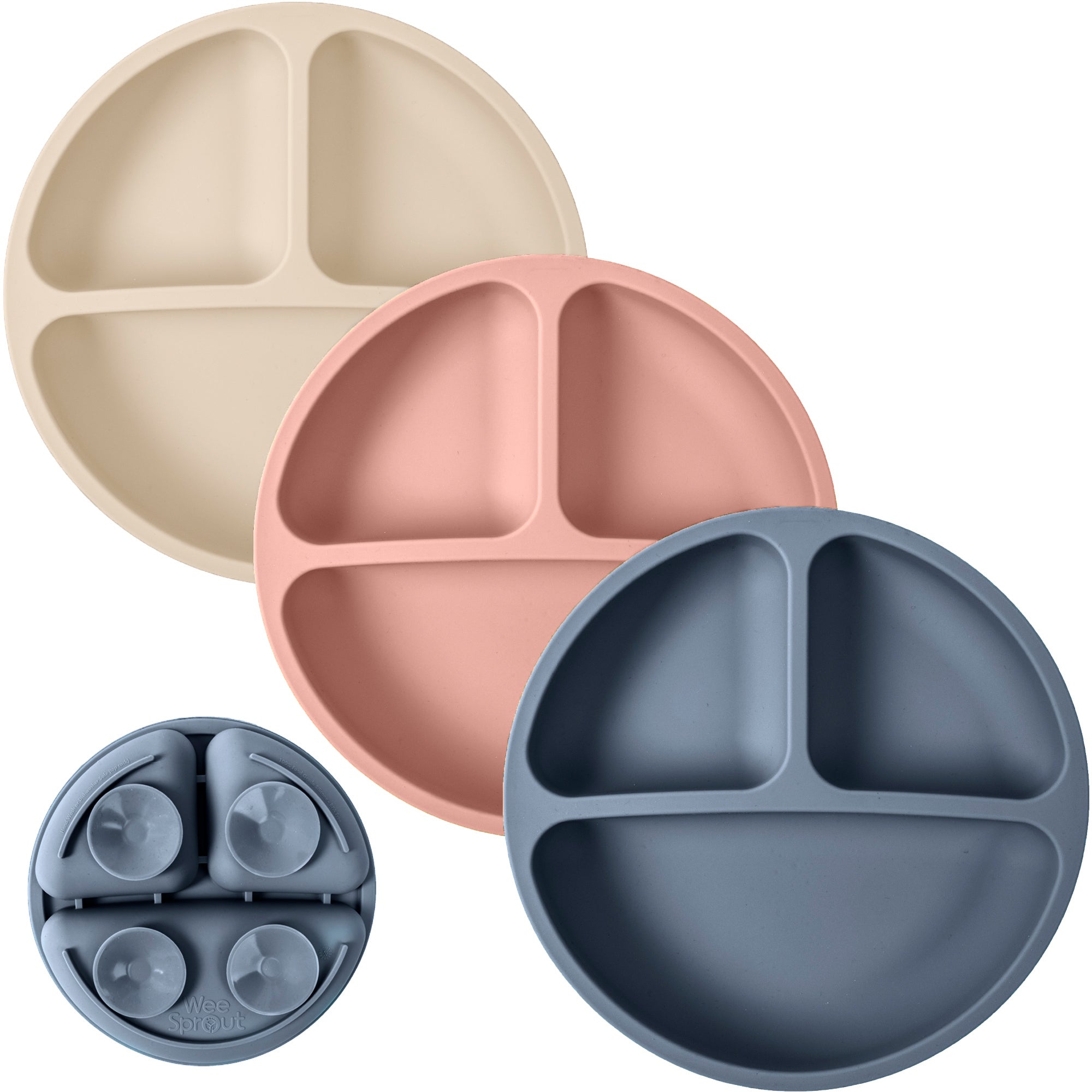 Silicone Suction Plates – Set of 3 (Lid Option Available)