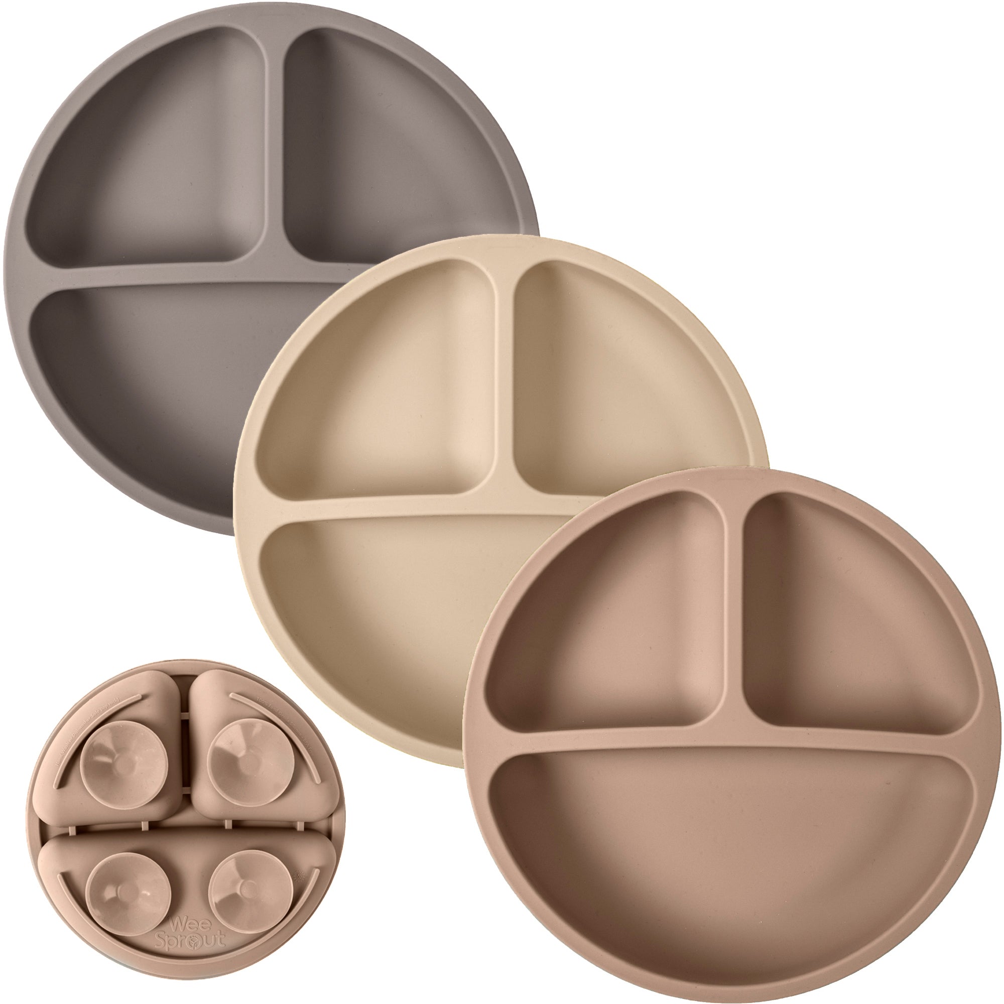 Silicone Suction Plates – Set of 3 (Lid Option Available)