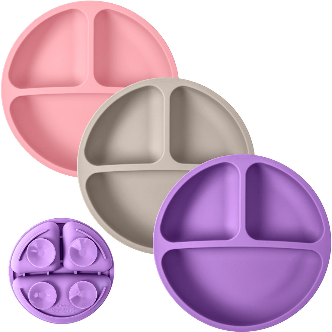 Baby or Kids Divided Suction Plates With Lids
