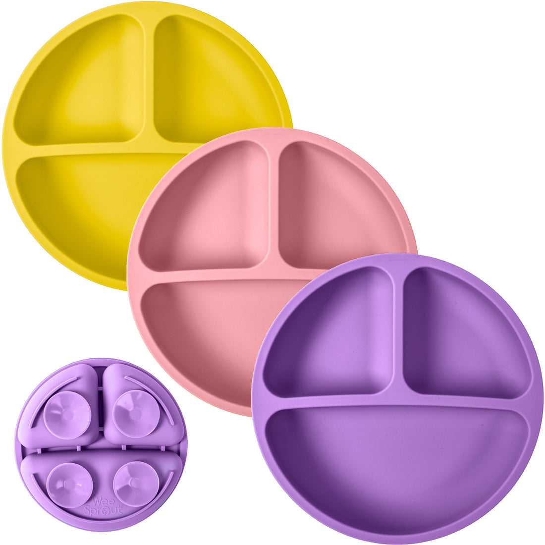 Baby or Kids Divided Suction Plates With Lids