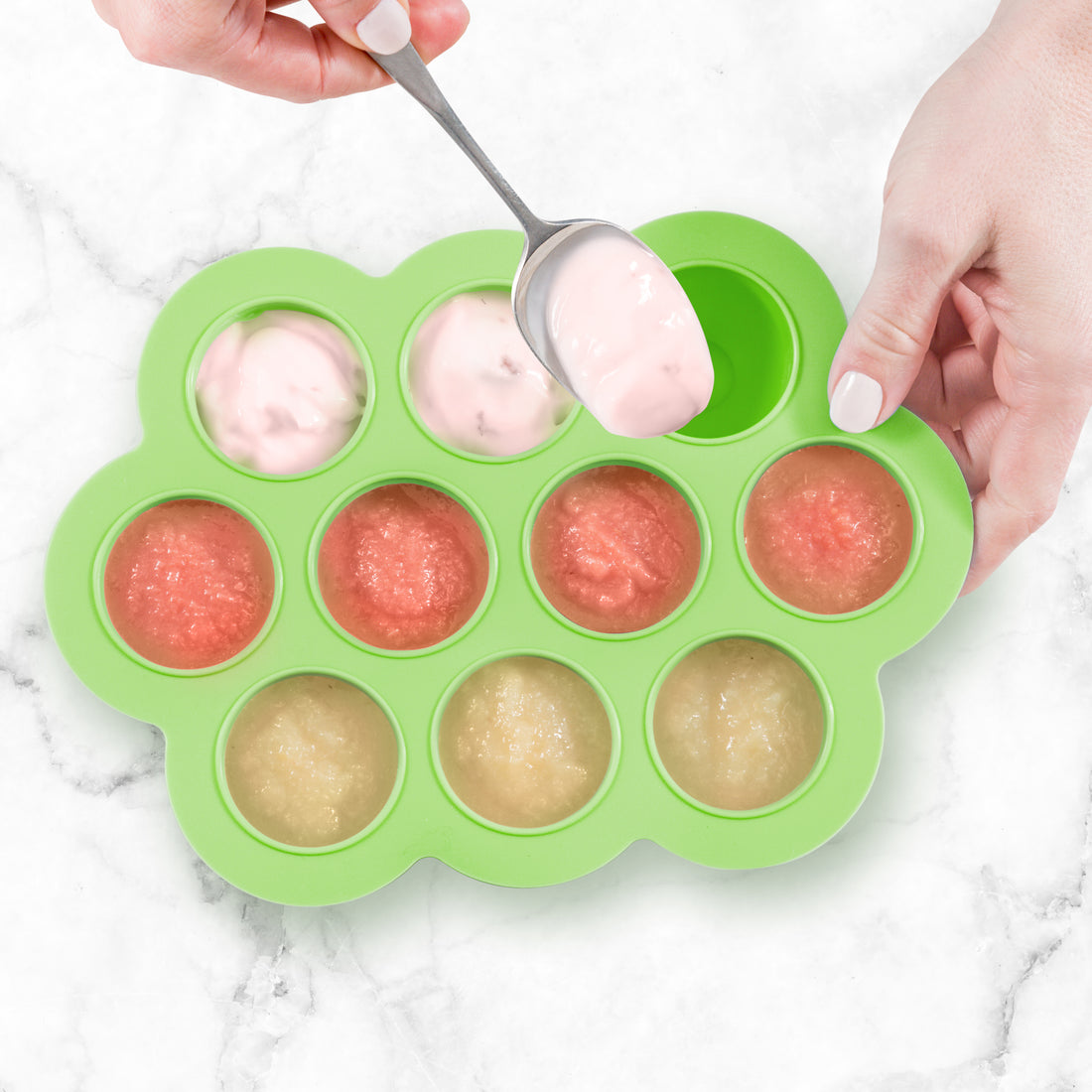 6-Compartment Baby Food and Breast Milk Freezer Tray (Pea Green)