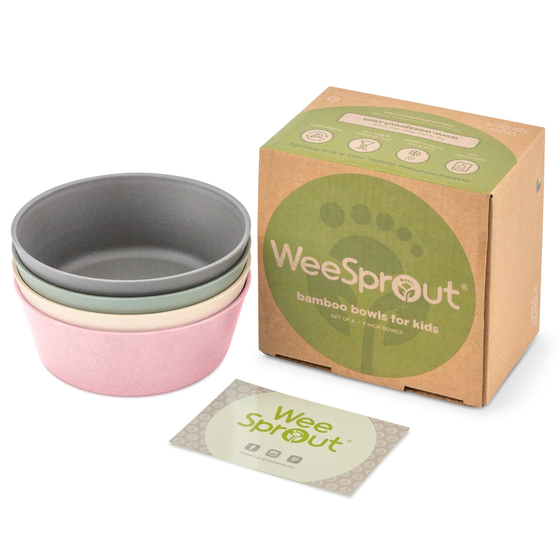 WeeSprout Bamboo Toddler Bowls - 4 PC Set 10 fl oz - The Best Premium Eco Friend