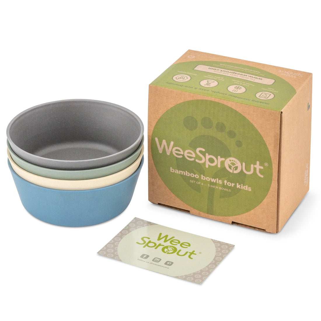 WeeSprout Bamboo Toddler Bowls | Set of 4 (10 fl oz), Size: 15 oz, Blue