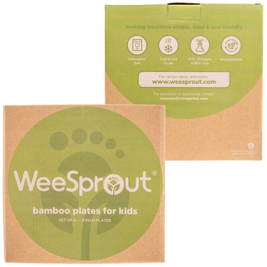 WeeSprout Bamboo Toddler Bowls - 4 PC Set 10 fl oz - The Best Premium Eco Friend