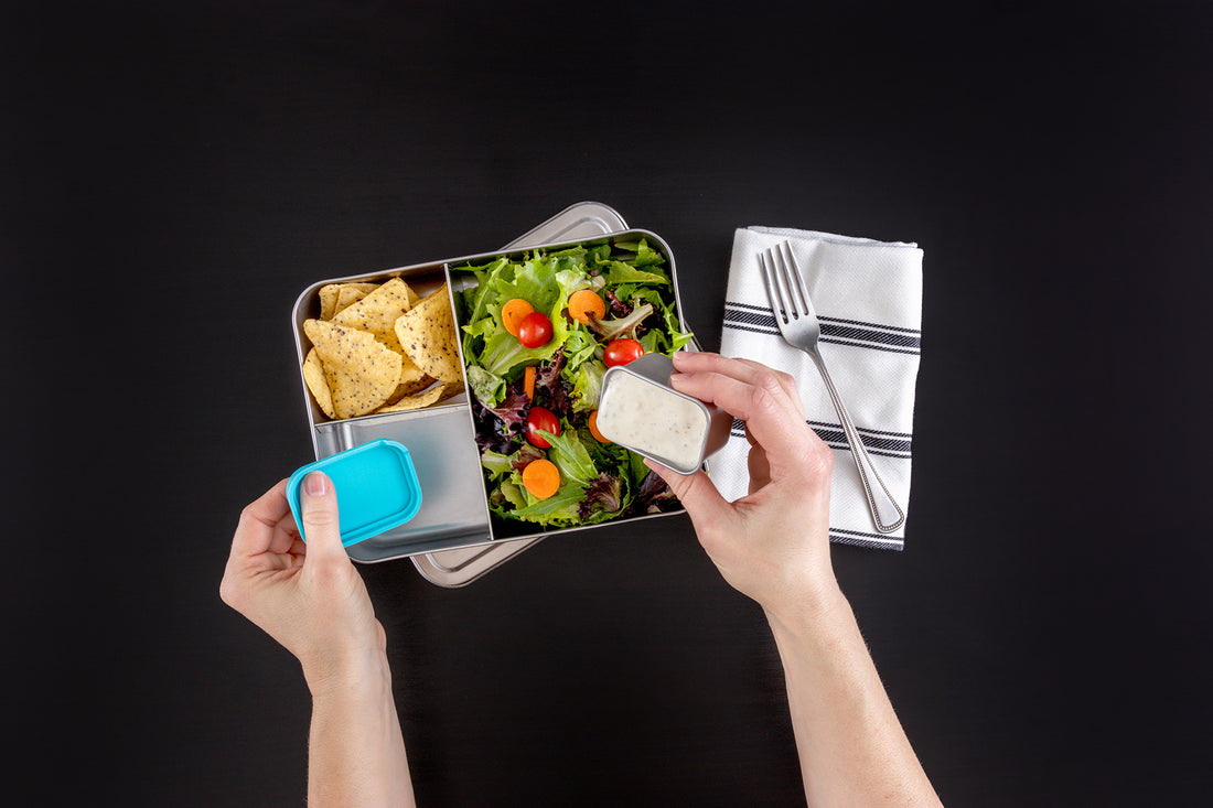 WeeSprout Large Bento Boxes (muted Green Sleeve Stainless Steel Lid)