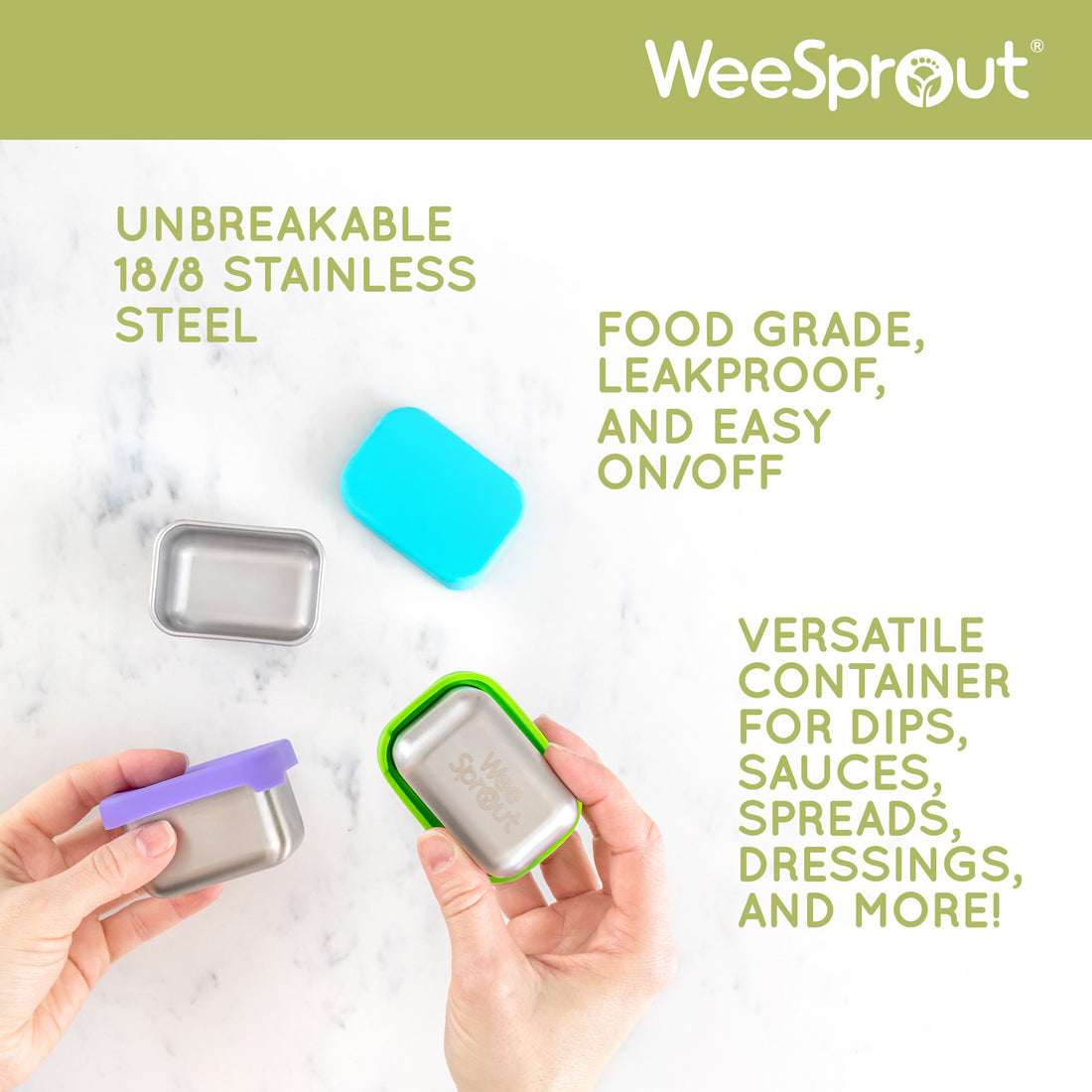 Leak-Proof Snack and Dip Containers