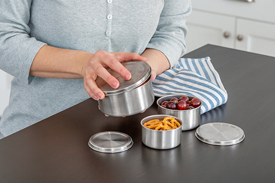 Stainless Steel Food Storage Containers by Home & Harvest | Set of 4 with Leak-Proof Silicone Lids