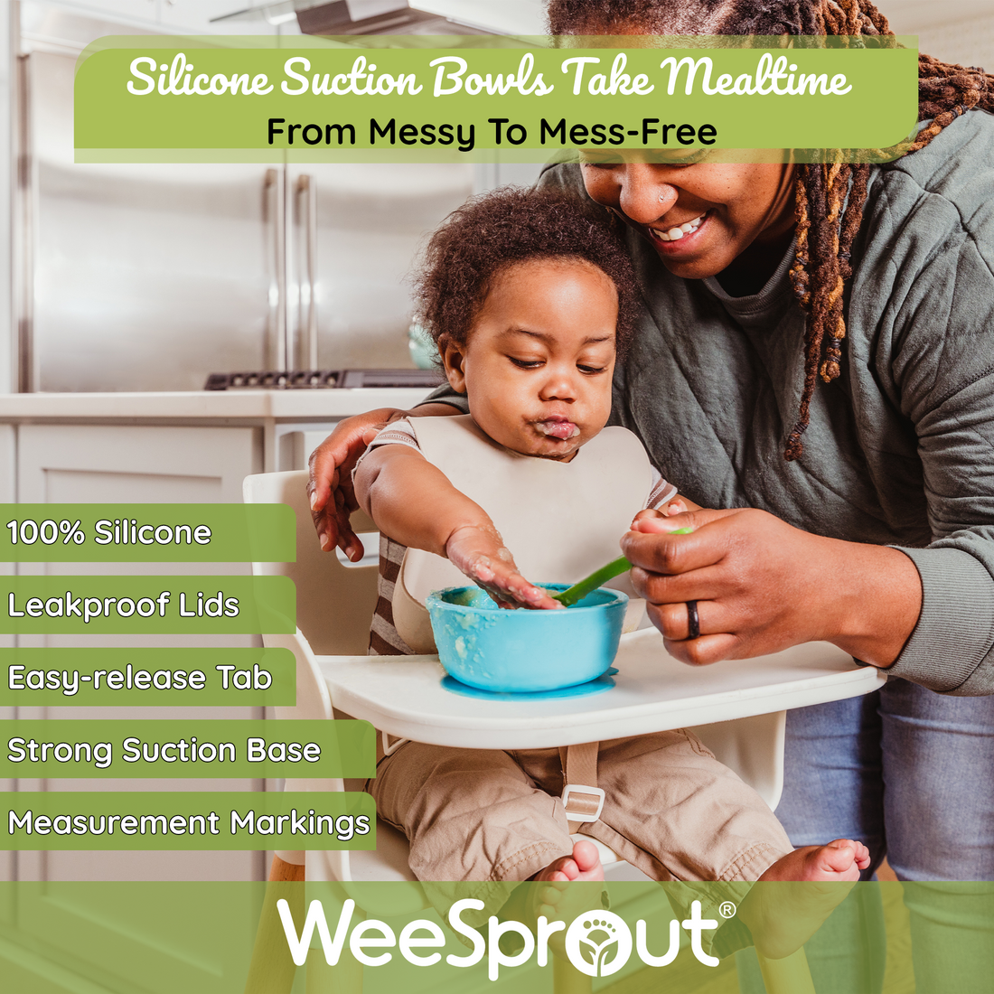 WeeSprout Suction Plates with Lids for Babies & Toddlers